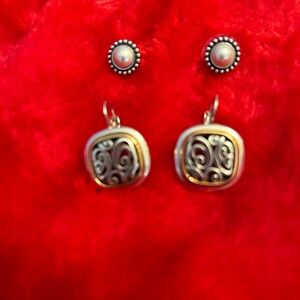 BRIGHTON 2 separate pairs of Earrings. 1 pair are posts w/ Pearls & the other